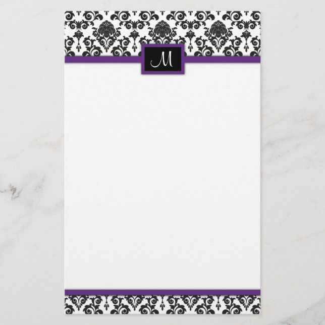 Papeterie Papier Damask noir (Devant)