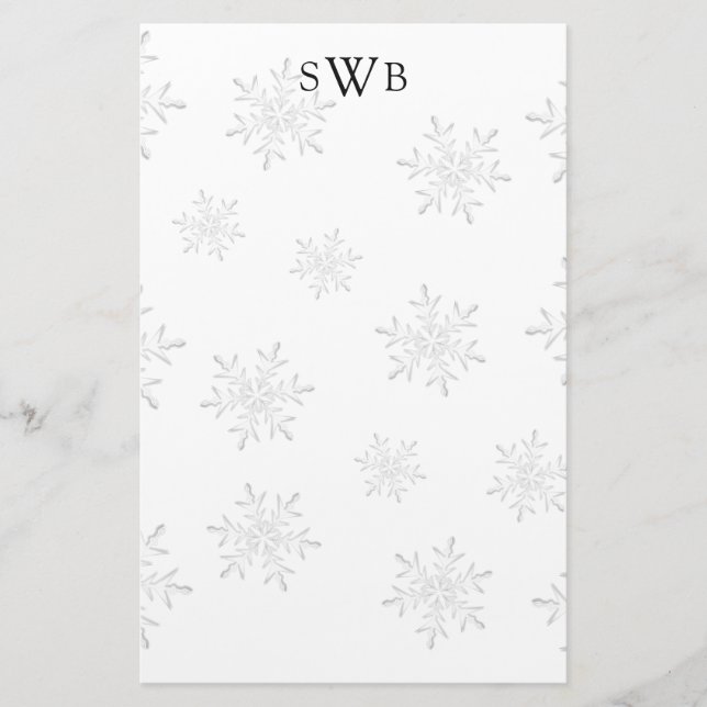 Papeterie Papier de Noël vierge flocon de neige monogrammé (Devant)