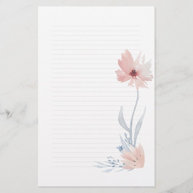 Papeterie Papier de note floral pour aquarelle rose (Devant)