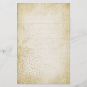 Papeterie Papier de note rayé floral vintage âgé
