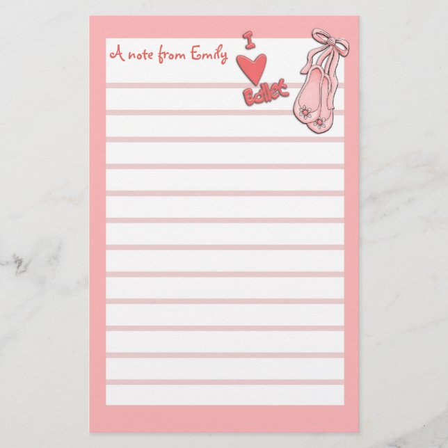 Papeterie Papier de note rose de ballet (Devant)