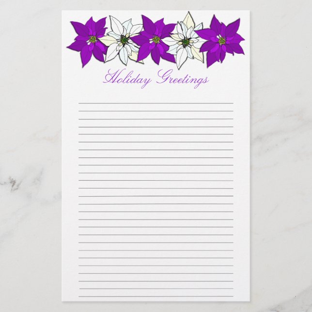 Papeterie Papier d'écriture de Noël pourpre Poinsettia (Devant)