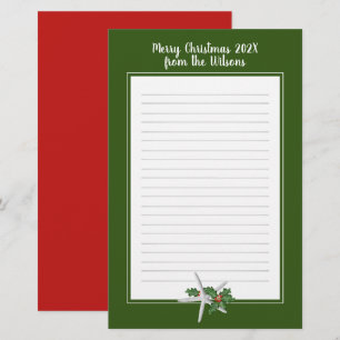 Papeterie Papier d'écriture rouge étoile rouge vert de Noël