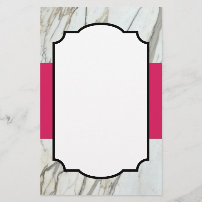 Papeterie Papier design moderne fuchsia blanc en marbre grec (Devant)