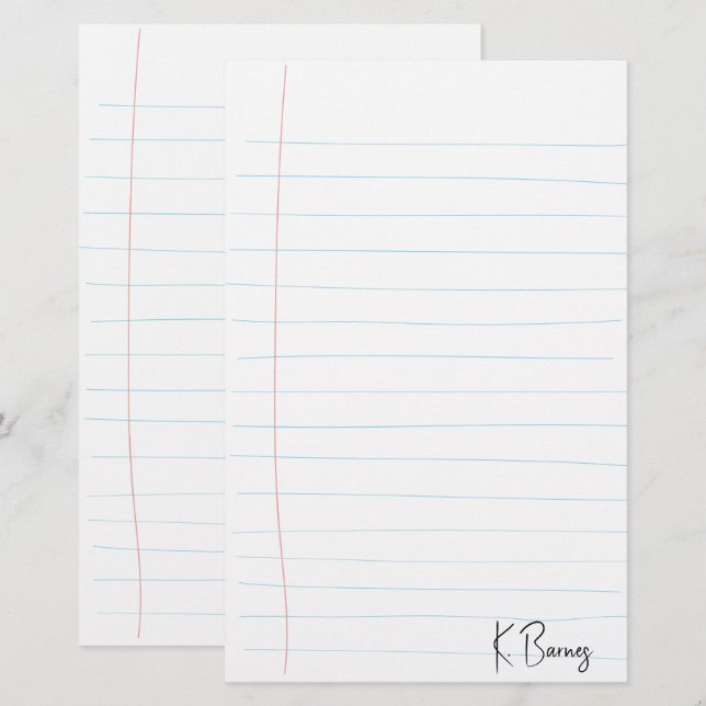 Papeterie Papier ligné dessiné à la main (Devant / Derrière)