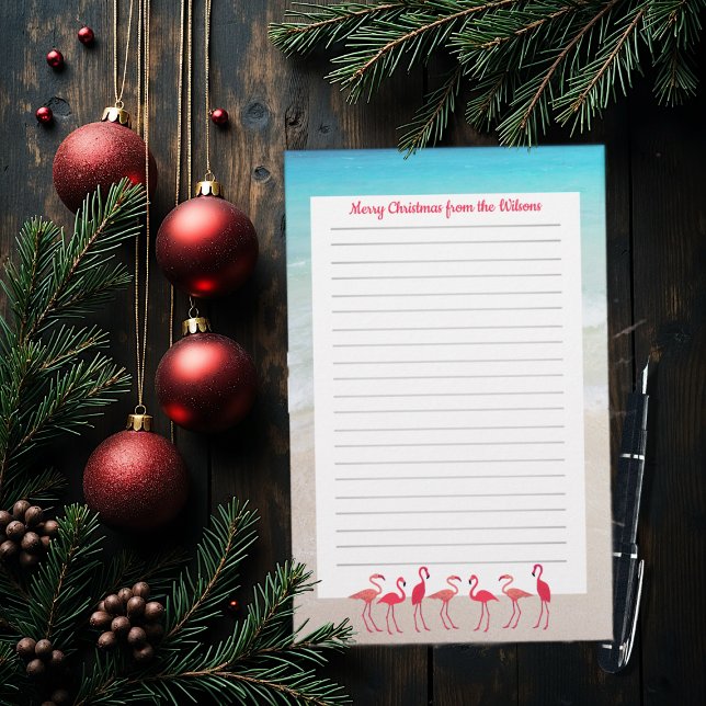Papeterie Papier ligné lettre de Noël flamants design (Créateur téléchargé)