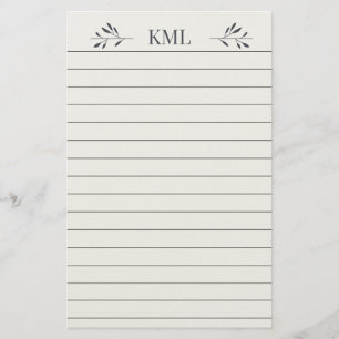 Papeterie Papier ligné personnalisé avec monogramme de feuil