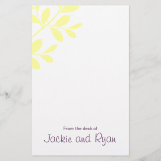Papeterie Papier Mariage Feuille Branche jaune violet