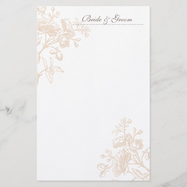 Papeterie Papier Mariage Rose Ecru (Devant)