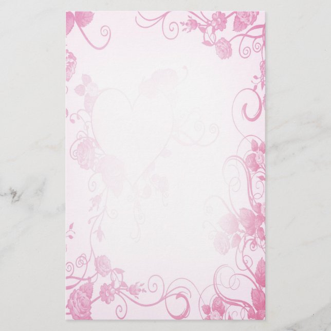Papeterie Papier Mariage rose et blanc vintage (Devant)