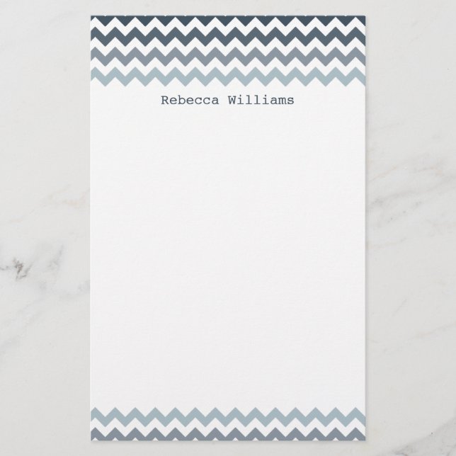 Papeterie Papier Motif Blue Chevron Zigzags (Devant)