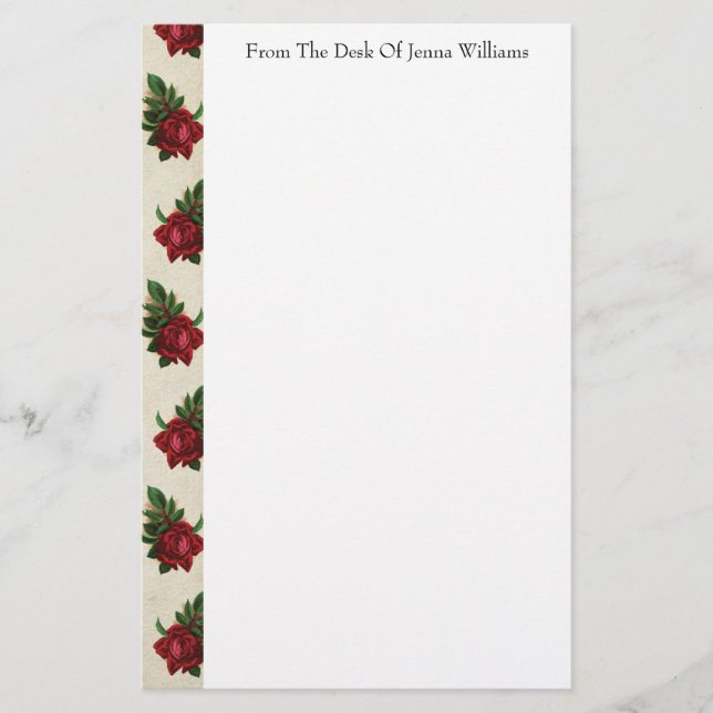 Papeterie Papier Motif Red Rose (Devant)