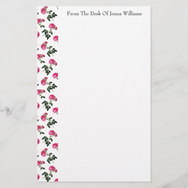 Papeterie Papier Motif rose (Devant)