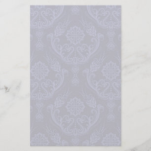Papeterie Papier peint bleu fleuri damassé de luxe