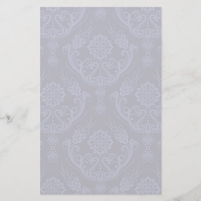 Papeterie Papier peint bleu fleuri damassé de luxe (Devant)