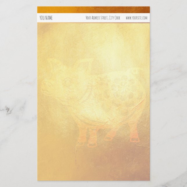 Papeterie Papier personnalisé Golden Pig Chinese New Year (Devant)