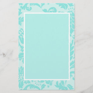 Papeterie papier stationnaire turquoise bleu damassé