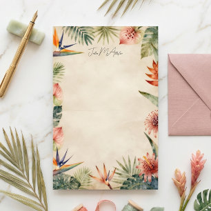 Papeterie Papier Tropical Botanique à l'Aquarelle Vintage