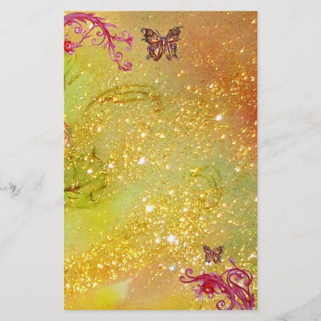 Papeterie PAPILLON À PAILLETTES 2, jaune  rouge (Devant)