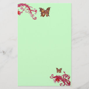 Papeterie PAPILLON D'OR , rouge rose vert