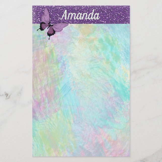 Papeterie Papillon et parties scintillantes féminins de Faux (Devant)