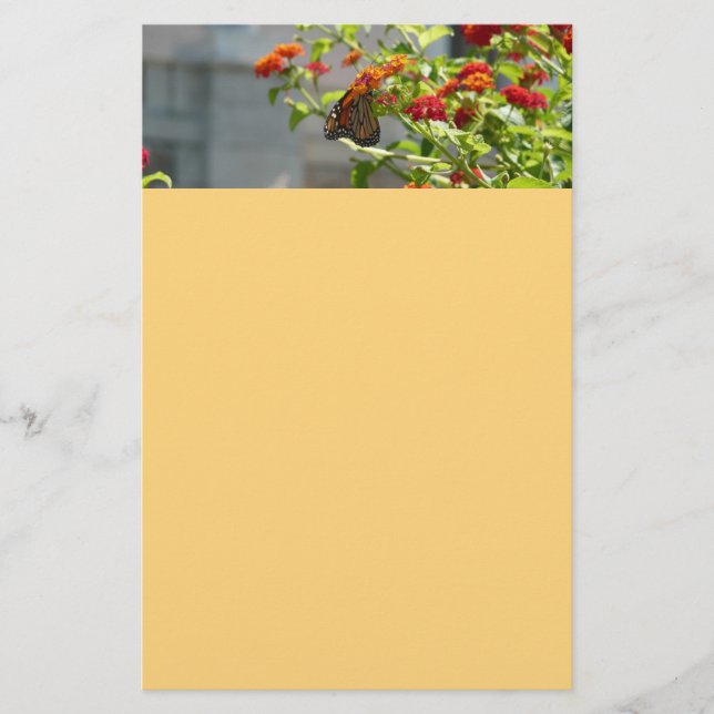 Papeterie Papillon Monarque sur un Buddleia Rouge (Devant)