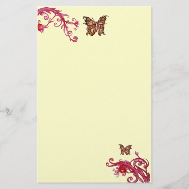 Papeterie PAPILLON, rouge rose crème (Devant)
