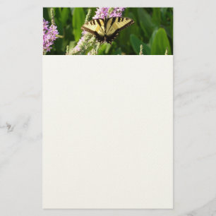 Papeterie Papillon Swallowtail sur Fleurs sauvages pourpres