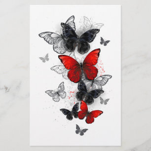 Papeterie Papillons noirs et rouges volants