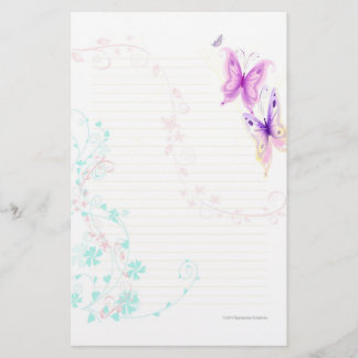 Papeterie Papillons roses Papiers Papiers
