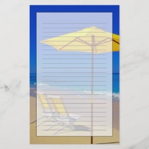 Papeterie Parapluie de plage jaune et chaises sur plage imma