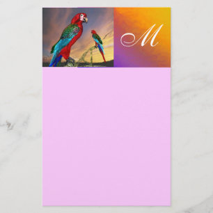 Papeterie PARROS HYPER / MONOGRAMME ARA ROUGE, rose