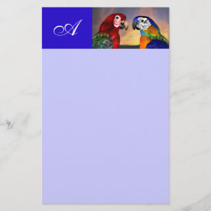 PAPETERIE PARROTS HYPER / MONOGRAMME ARA ROUGE ET BLEU