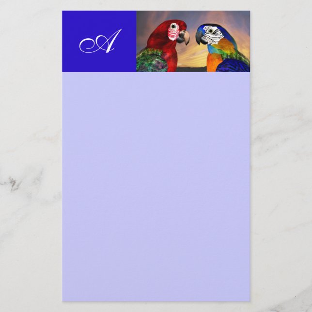 PAPETERIE PARROTS HYPER / MONOGRAMME ARA ROUGE ET BLEU (Devant)