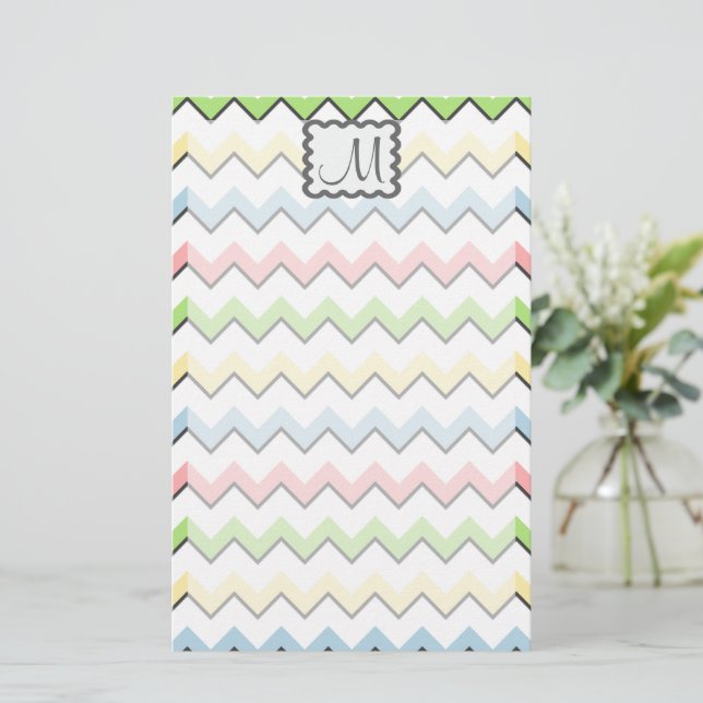 Papeterie Pastel Chevron avec Monogram de Shirley Taylor (Debout devant)