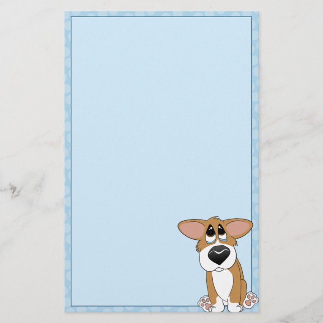 Papeterie pathétique de corgi de yeux (sans (Devant)