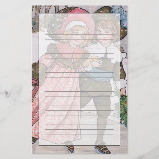 Papeterie Patinage de fille et de garçon (Devant)