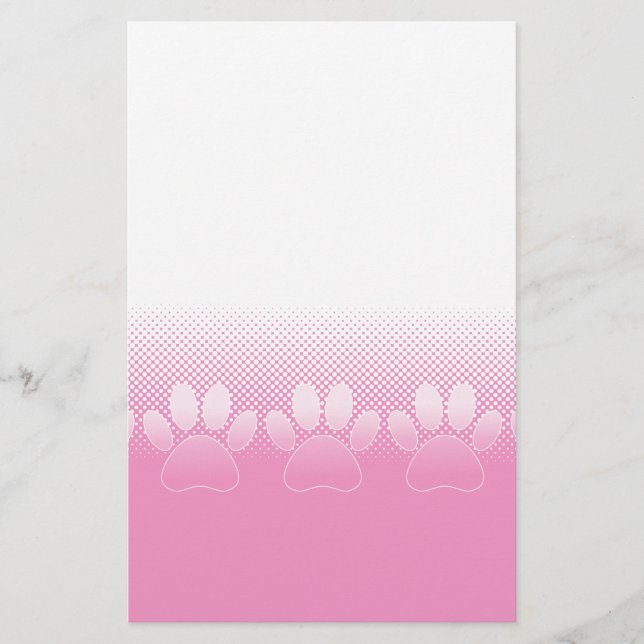 Papeterie Patte rose et blanche avec fond de papier journal (Devant)