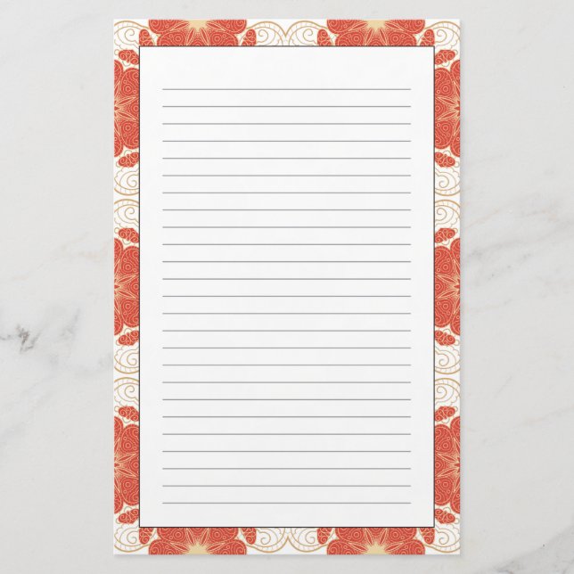Papeterie Pattern Red And Gold Floral Lace (Devant)