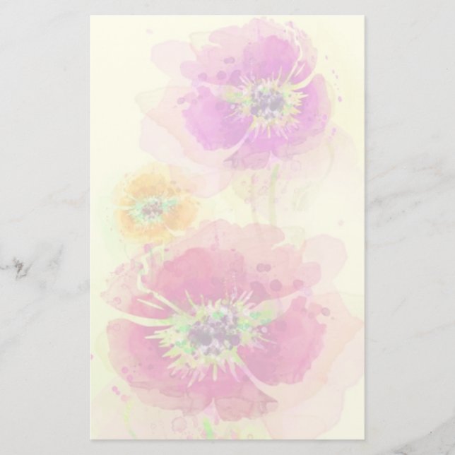 Papeterie Pavot à aquarelle peint 2 (Devant)