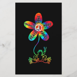 Papeterie Peace Courage Aimer Hope Frogs Hippie