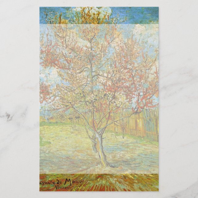 Papeterie Peach Tree rose en fleurs par Vincent van Gogh (Devant)