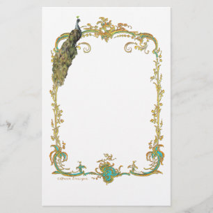 Papeterie Peacock avec cadre Or Ornate