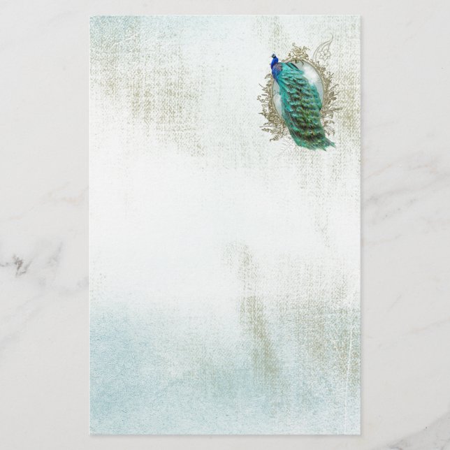 Papeterie peacock beautiful turquoise vintage shabby bird (Devant)