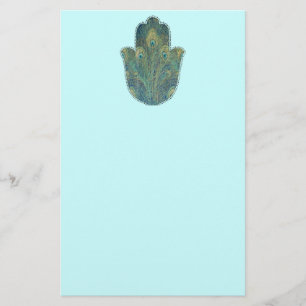 Papeterie Peacock Feather Hamsa