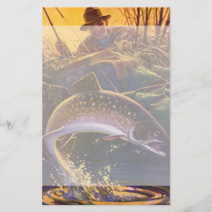 Papeterie Pêcheur de truite vintage, Pêche sportive