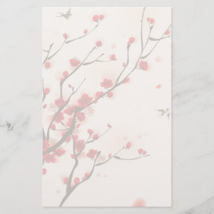 Papeterie Peinture asiatique de style, fleur de prune au