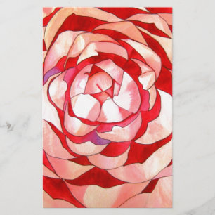 Papeterie Peinture d'art d'origine rose de Camellia abstrait