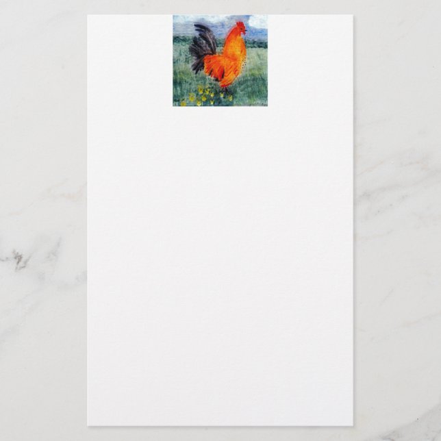 Papeterie Peinture de coq d'oiseaux de ferme Poulet (Devant)