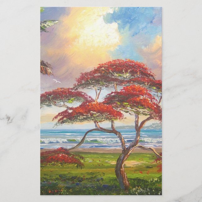 Papeterie Peinture royale d'arbre de Poinciana (Devant)